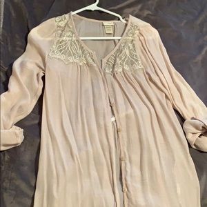 Cream/light brown long sleeve button down